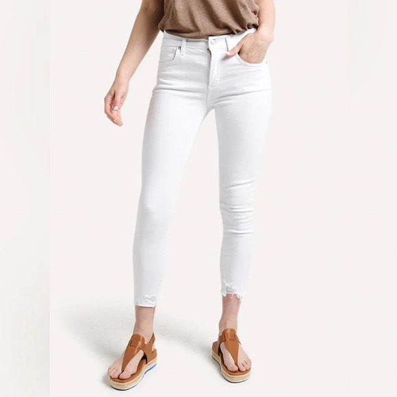 AGOLDE NWOT Sophie High Rise Crop Skinny Jeans in Sanction White - Picture 1 of 9
